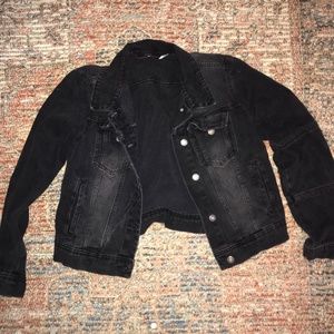Free People Vintage Black Denim Jacket